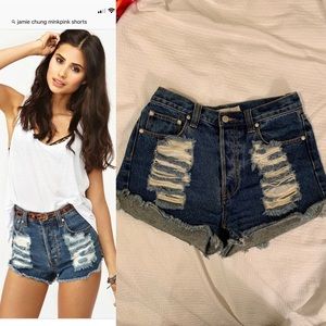 MinkPink Slasher Flick Cut Off High Waist Shorts